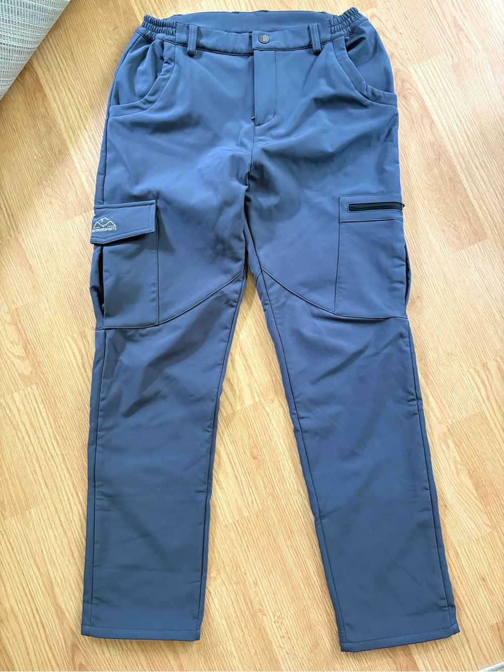 Gray Blue Outdoor Fleece Lined Cargo Ski Pants